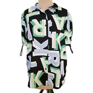 Karl Lagerfeld Top Large Black Spell-out Letter Bungee Short Sleeve Career